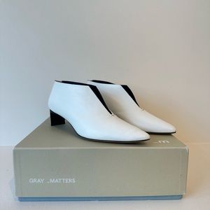 Gray Matters White Leather Heeled Ankle Boots